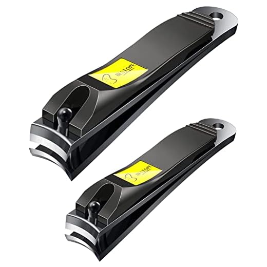 BESTOPE Lot de 2 coupe-ongles en acier inoxydable noir et robuste avec étui en métal