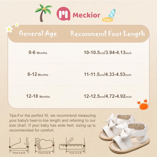Image of Meckior Baby Toddler Infant Girls PU Leather Soft Open Toe Summer Sandals Flower Princess Flat Shoes
