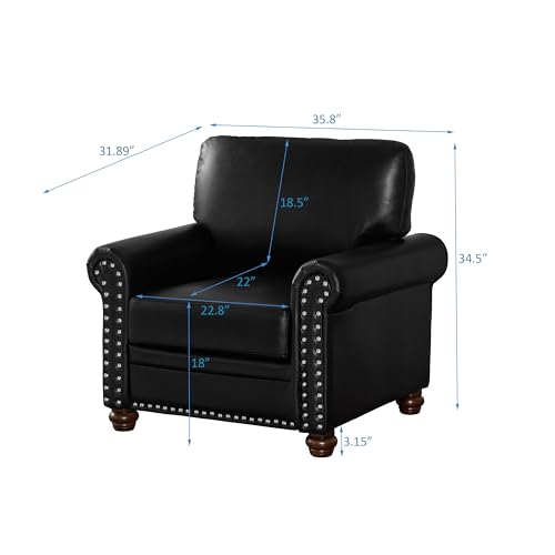 Sillón Contemporáneo Piel Sintética Negro miniatura 2