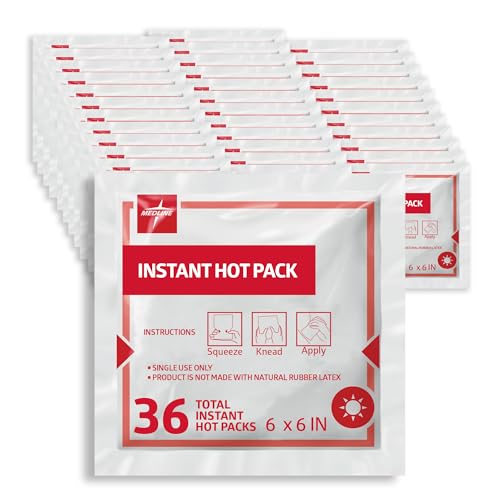 Medline Instant Warm Pack, Disposable, 6' x 6', Economical, 36 per Pack, Heat Packs for Pain Relief...