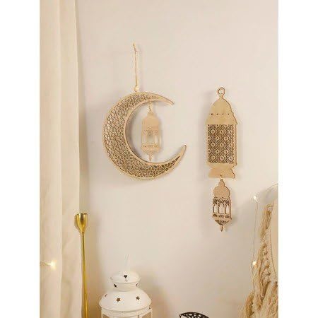 Buy Curious Button Wooden Ramadan Hanging Moon Lantern Décor – MDF