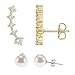 PAVOI 14K Yellow Gold Plated Sterling Silver Post Climber Arrow Ear Crawler Pearl Earrings Set