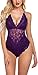 MEN.CLOTHING-LEE Conjuntos de lencería para Mujer Ropa de Dormir para Mujer Body de lencería de Peluche para Mujer Babydoll de Encaje de una Pieza-Medium_Purple- (with_Snap_Crotch)