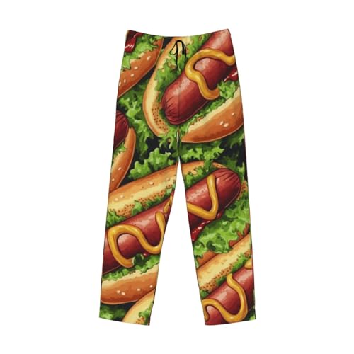 Hot Dog Food Print Pajama Pants For Men, Men'S Separate Bottoms, Lounge Pants4
