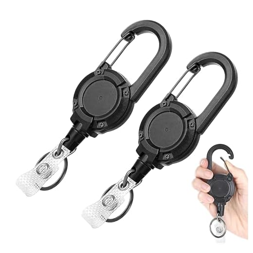 2 Pack Retractable Keychain, Heavy Duty Carabiner Badge Holder, Id Card Holder, Retractable Badge Holder Tactical ID Badge Reel with 22.8” Steel Retractable Cord for Men and Women