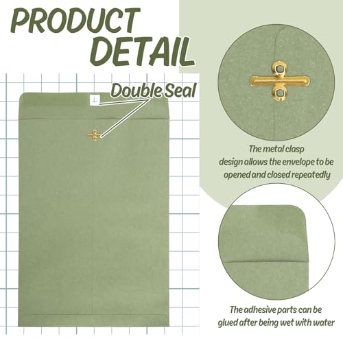 Whaline Envelopes de fecho de 22 x 30,5 cm Manilla Envelopes Saga Verde Gommed Mailing Envelopes com