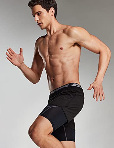 TSLA Pacote com 1, 2 ou 3 shorts masculinos de compressão atlética, shorts de corrida para desempenh