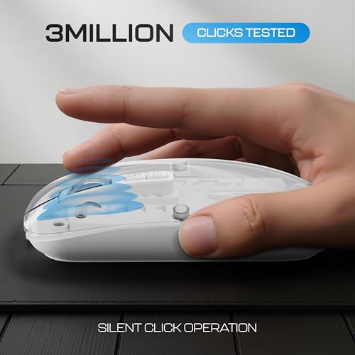 Image of Geonix Crystal Optical Wireless Transparent Mouse, 2.4GHz with USB Nano Receiver, 4 DPI Modes, High Precision Optical Tracking, 10m Working Distance with RGB Light (White)