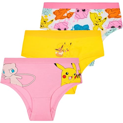 Get Trend Pokemon Culottes Fille, Lot de 3 Slips Enfants et Ados Hipster Pikachu, sous-Vêtements Doux, Cadeau Anime (13-14 Ans, Multi Pokemon Lot de 3)