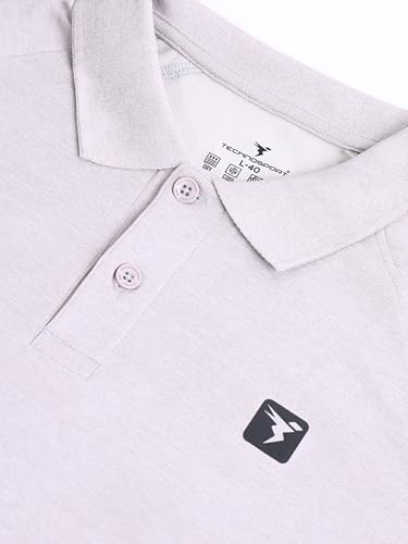 Image of TECHNOSPORT Mens Slim Fit Self-Design Full Sleeve Polo T-Shirt with Double Cool, SPF50+ Proerties for Gym, Workout and Regular Use