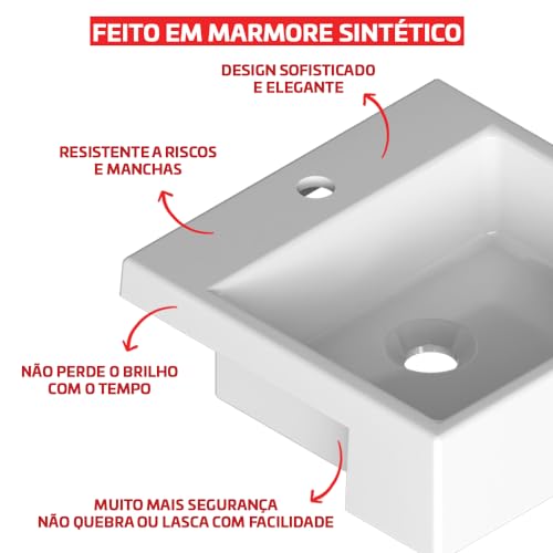 Cuba Pia De Semi Encaixe Branca Quadrada 39x37cm Quartzo Para Banheiro Beltempo