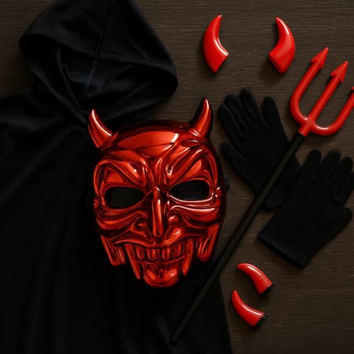 Image of Wanna Party Scary Halloween Mask - Broken Jaw Creepy Horror for Adult Halloween Cosplay Costumes- Red