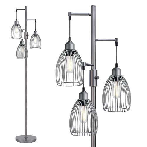 Torondo Dimmable Industrial Floor Lamps for Living Room, Gray Tree