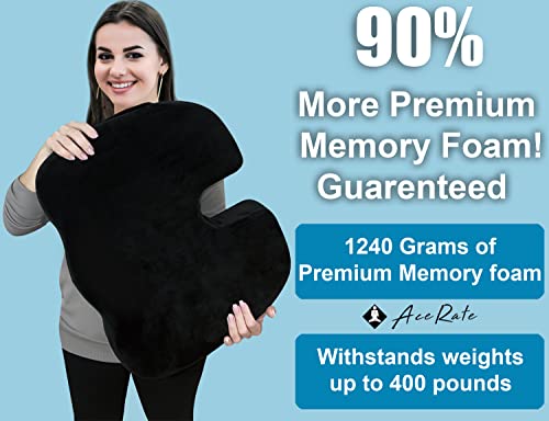 Orthopedic Gel Seat Cushion-Office Chair Cushion W/90% More Memory Foam For Sitting Comfort-Ergonomic For Coccyx, Tailbone, Sciatica & Back Pain Relief Perfect For Car, Truck, Wheelchair, Desk (Black) #TOP2