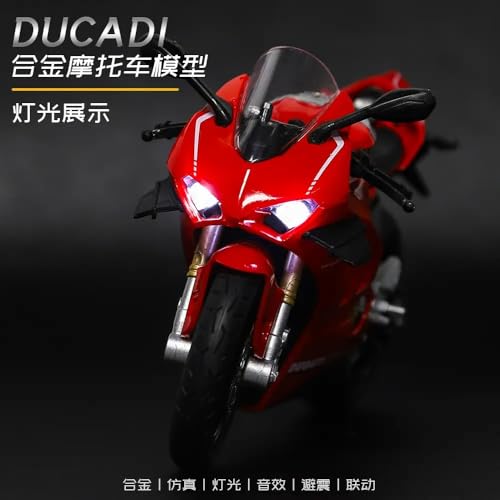 Image of FEXXA Police Motorcycle Toy - Pull Back Motorcycle Toys, Tiny Gift with Music Lighting, Latte Motorcycles Toy for Kids Boys Age 3-8 Year Old [NEW] (1:12 Ducati V4S-RED)