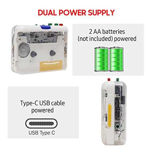 Kiboule TON010S Cassete portátil para MP3 Player Mini USB Tape Player Conversor de MP3 com 3.5mm AUX
