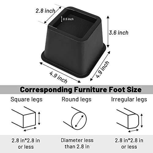 Btsd-Home Bed Risers 3 Inch Heavy Duty Furniture Risers For Sofa Couch Great For Under Bed Storage Set Of 4 #TOP1