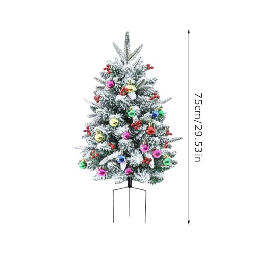 Árbol de Navidad artificial pequeño relleno de maceta de 75 cm con luces para jardín 6