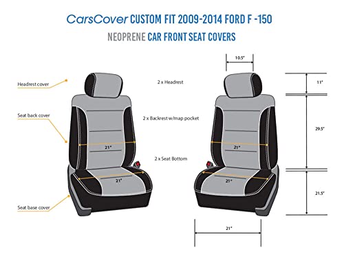 Image of CarsCover Custom Fit Neoprene Seat Covers for 2009-2014 Ford F150 F250 F350