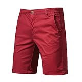 Oymyakon Men's Stretch Chino Short Slim Fit 10' Inseam Flat Front Shorts Summer Cotton Casual Shorts with Pocket(Wine,36)