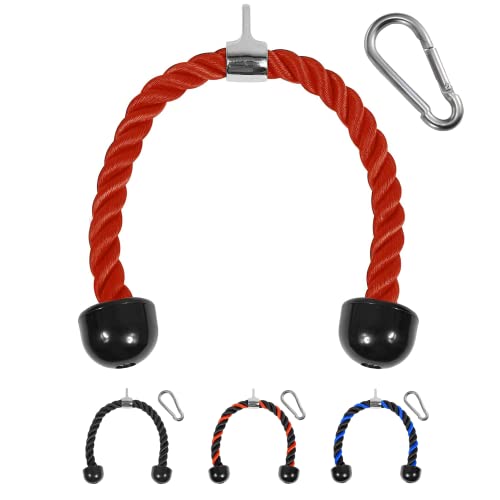 Yes4All Deluxe Trizepsseil, 68,6 cm, schwarzer Kabelaufsatz, Seilzugsystem, Fitnessstudio-Zugseil mit Karabiner, Trainingsgeräteaufsatz, Rot Yes4All Deluxe Trizepsseil, 68,6 cm, schwarzer Kabelaufsatz, Seilzugsystem, Fitnessstudio-Zugseil mit Karabiner, Trainingsgeräteaufsatz, Rot
