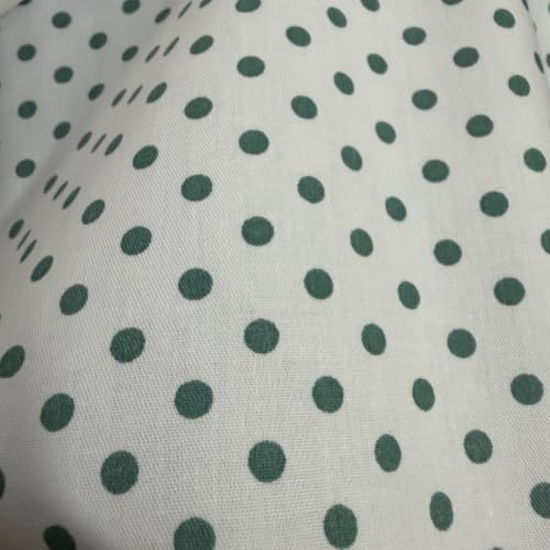 Light Weight Natural Cotton Fabric by the Yard DIY Making Supplies Quilting Patchwork Fabric Fat Quarter Bundles DIY for Quilting Cotton Patchwork Cushions (Green dot White, 1 Yard)