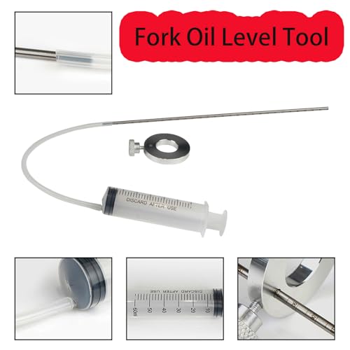 Image of Motorcycle Fork Service Tool Kit, 6pcs Fork oil level tool adds or removes oils from engines and Damper Rod Bleed Tool, Fork oil level tool ideal for injecting, and draining fluid, oil, and water.