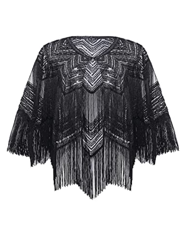 BABEYOND Gatsby Shawl Wrap for 1920s Evening Party Night Cape for Women Bridal Sequin Capelet2