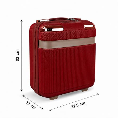 Image of YAGZON Vanity Box Storage Organiser for Cosmetics and Jewellery Box Cosmetic Storage case Portable, Makeup Bag for Women Carry Handles, Large Storage Wedding Gift (Red)