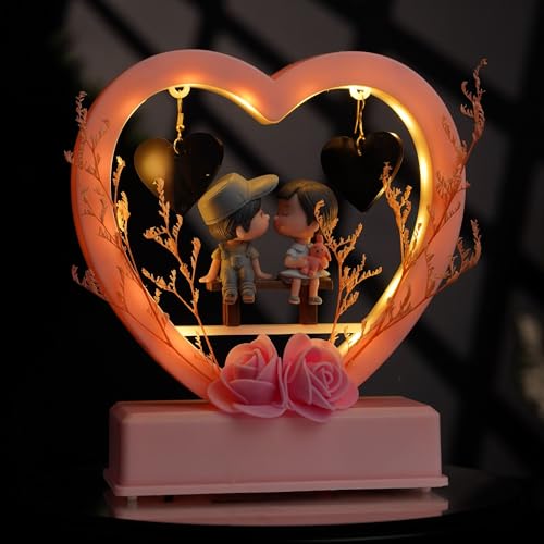 Image of Personalized UV Printed Photo 3D Illusion LED Table Lamp for Couple Gift for Anniversary, Wedding, Marriage, Valentine Day- Your Wooden Base Text Egraved (Warm White)