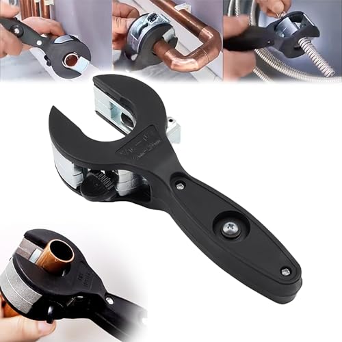 Hand Copper Tubing Cutters Plumbing Tool, Ratcheting Tubing Cutter, Tubing Cutter 1/4" to 7/8", Copper Pipe Cutter, 2 in 1 Close Quarters Tube Compact Cutter- for Cutting PVC, Ppr (Black)