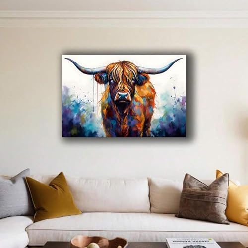 Toile vache graffiti colorée 60x80cm de style abstrait - 3