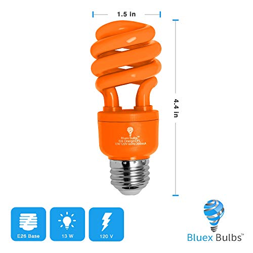 image for Bluex Bulbs 4 Pack BlueX CFL Orange Light Bulb 13W - 50-Watt Equivalen
