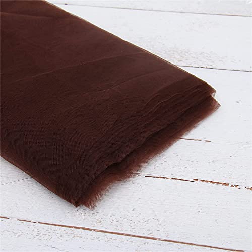 Image of Multi Purpose Solid Nylon Soft Net Combination Fabric - for Wedding, Parties, Costumes, and Decoration (16.4 x 4 Feet, Brown)