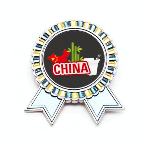 Broche carte de la Chine rouge, bijou en métal de qualité M