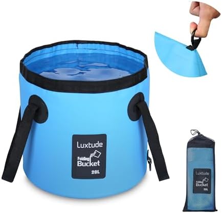 Luxtude Collapsible Bucket, 5 Gallon Bucket(20L), Beach Buckets, Fishing Buckets, Portable & Ultra Lightweight Outdoor Basin Container, Folding Basin Container for Fishing, Camping, Hiking, Beaching