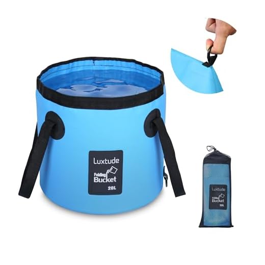 Luxtude 5 Gallon Bucket (20L), Collapsible Bucket with Handle, Portable & Lightweight Outdoor Basin Fishing Bucket, Folding Bucket for Camping, Hiking, Fishing, Car Washing and More (Blue)