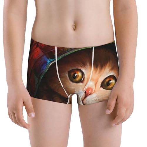 Boys' Cotton Boxer Brief Soft Underwear-Animal Cat