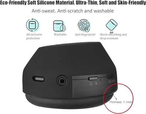 Cubiertas para sudor Adhiper XM5 para auriculares Sony WH-1000XM5 - Negro | Funda de silicona suave, juego de 3 piezas: cubiertas para orejas, para diadema y protector de carcasa miniatura 4