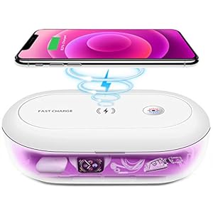 10W QI Cell Phone Wireless Charger & UV Sanitizer – Portable Mobile Phone Cleaner Sterilizer Box with Wireless Charging Disinfector for Mobile Phone Toothbrush Keys Jewelry Watch