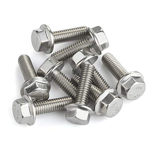 Image of 20 PCS M8 x 25mm Flanged Hex Head Bolts Flange Hexagon Screws, Stainless Steel A2, DIN 6921