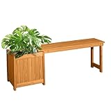 VINGLI Outdoor Wood Bench with Planter Boxes, 2-in-1 All-Weather Porch Bench Seat οΌ Open-Ended Wooden Raised Garden Bed, for Balcony Yard Patio (1 Box)