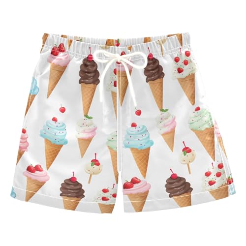 Reiacy Traje de baño para niños con estampado de helado y pantalones cortos de playa de secado rápido, Multicolor, 2 años