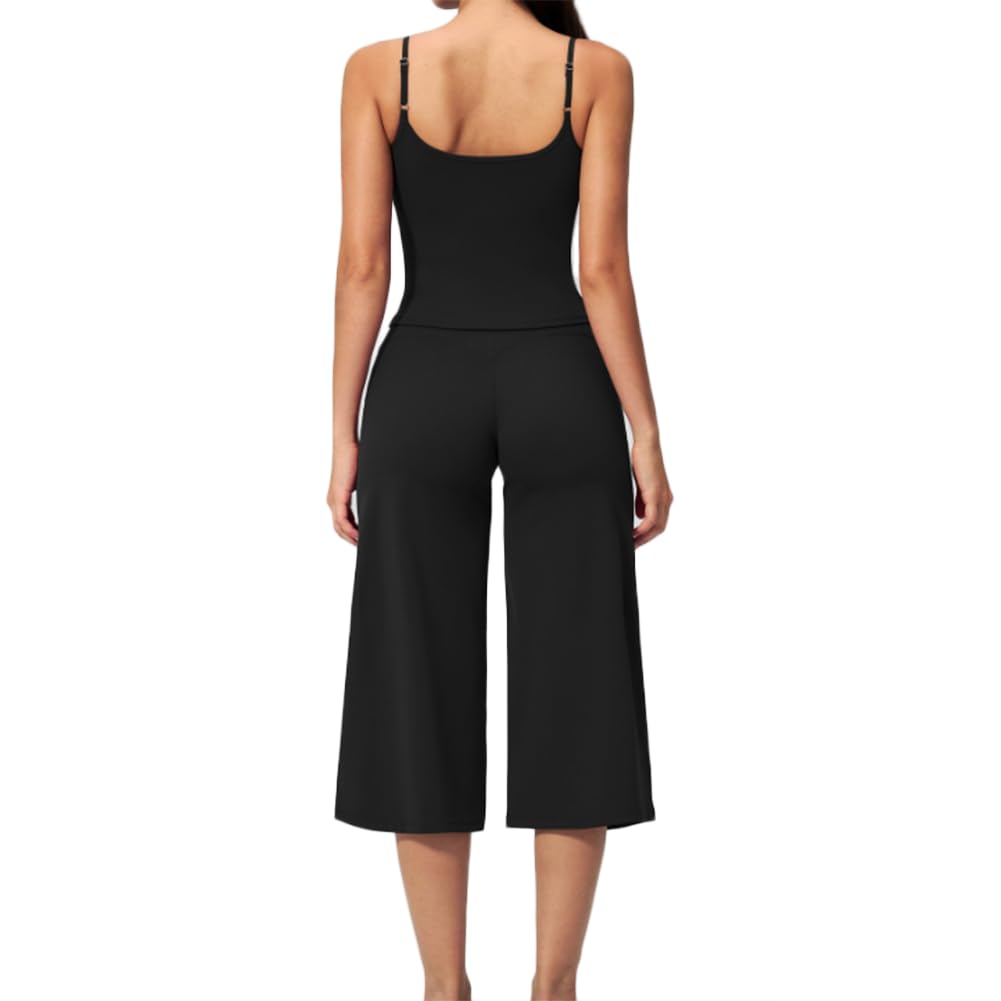 Ensemble d'entraînement 2 pièces pour Femme Haut Court Couture + Short de Yoga (Size:M,Color:Black)