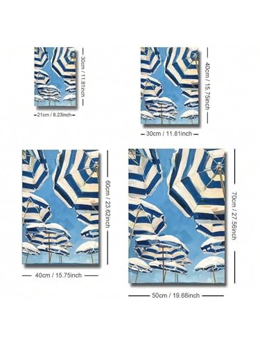 Impression toile parapluies bleus déco bord de mer pour salon - 5