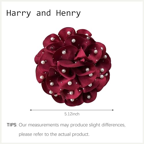 Image of Big Flower Pins for Clothes Fabric Rose Flower Brooches for Women Large Delicate Elegant Flower Lapel Pin for Wedding Party Dance Banquet Wedding Guest Dresses Suit Accessories 7.5in