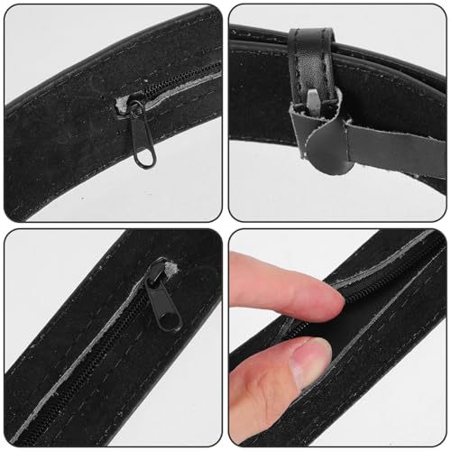Men PU Money Belt with Hidden Zipper Pocket Travel Security Belt for Cash and Valuables Durable Theft Waist Belt Black3