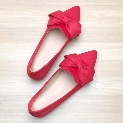 LUXINYU Women Soft Suede Bowknot Shoes Dressy Pointed Toe Slip on Ballet Flats Comfortable Moccasins Work Flats Low Heel Casual Dress Shoes3