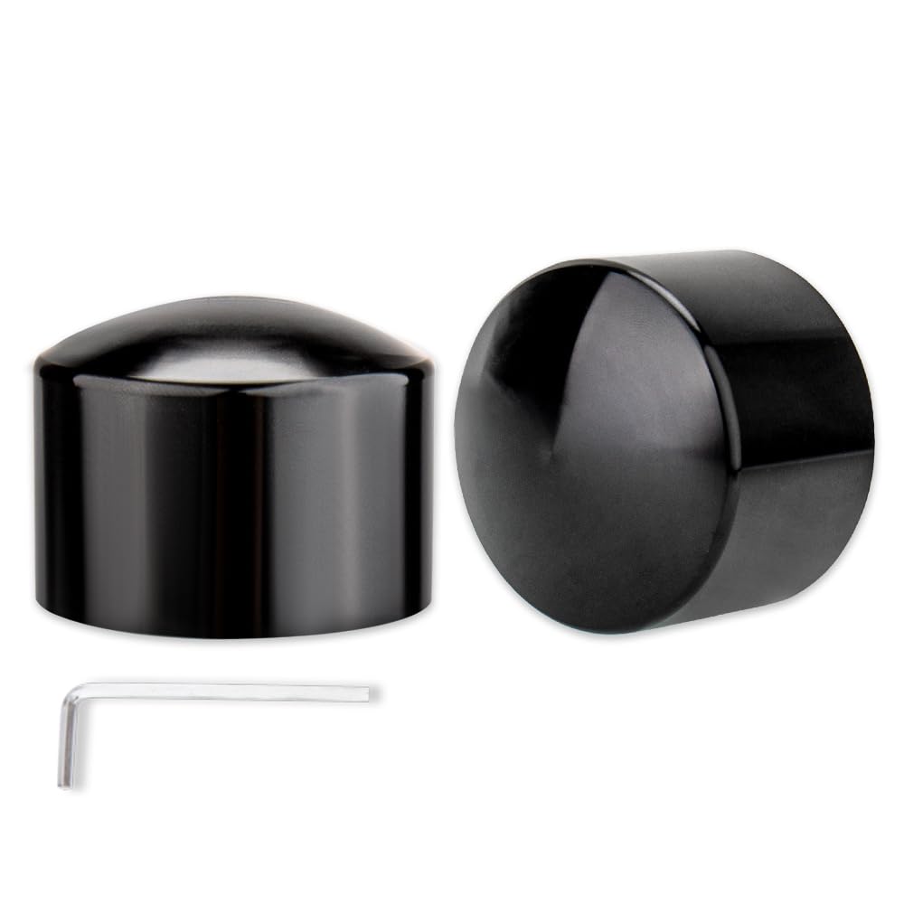 Front Axle Nut Covers CNC Black Chrome Caps Compatible with Harley Davidson Touring Sportster Trike Dyna Softail Street Glide Road King Iron 883 Fat Boy 2002-2024 (A-Black)