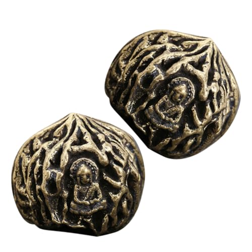 FOYTOKI Hand Exercise Walnut Balls Brass Walnut Hand Massage Baoding Balls Home Decorative Figurine